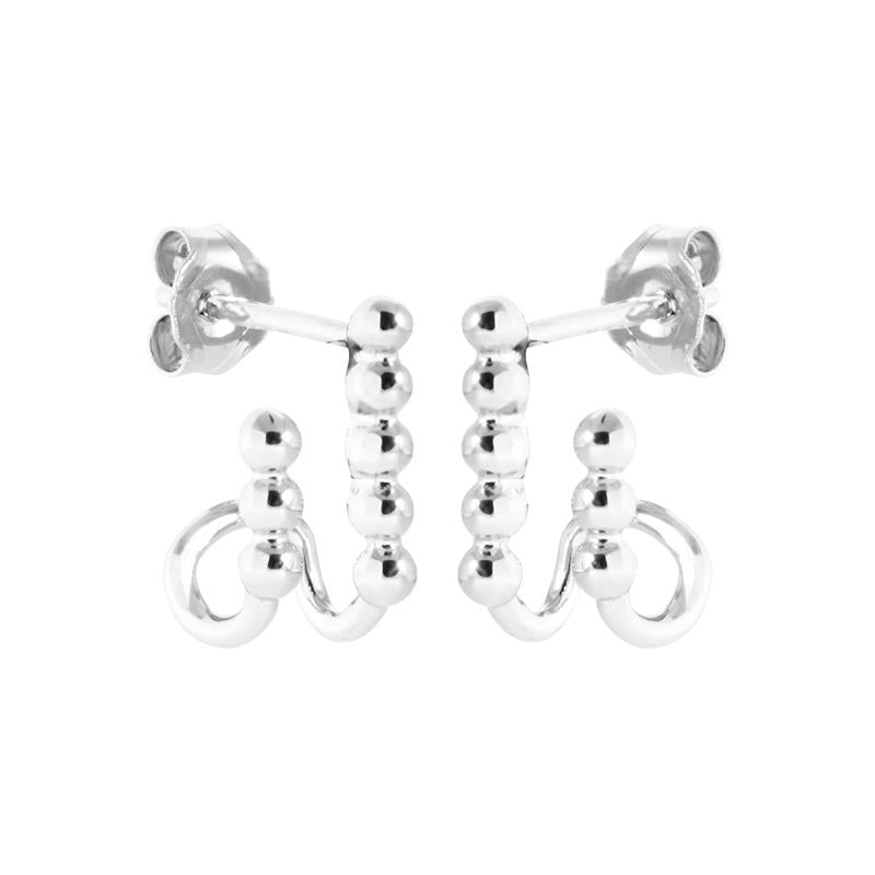 Boucles d'oreilles doubles perlées en argent