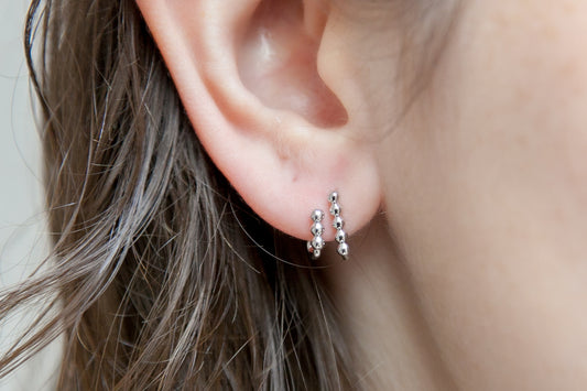 Boucles d'oreilles doubles perlées en argent