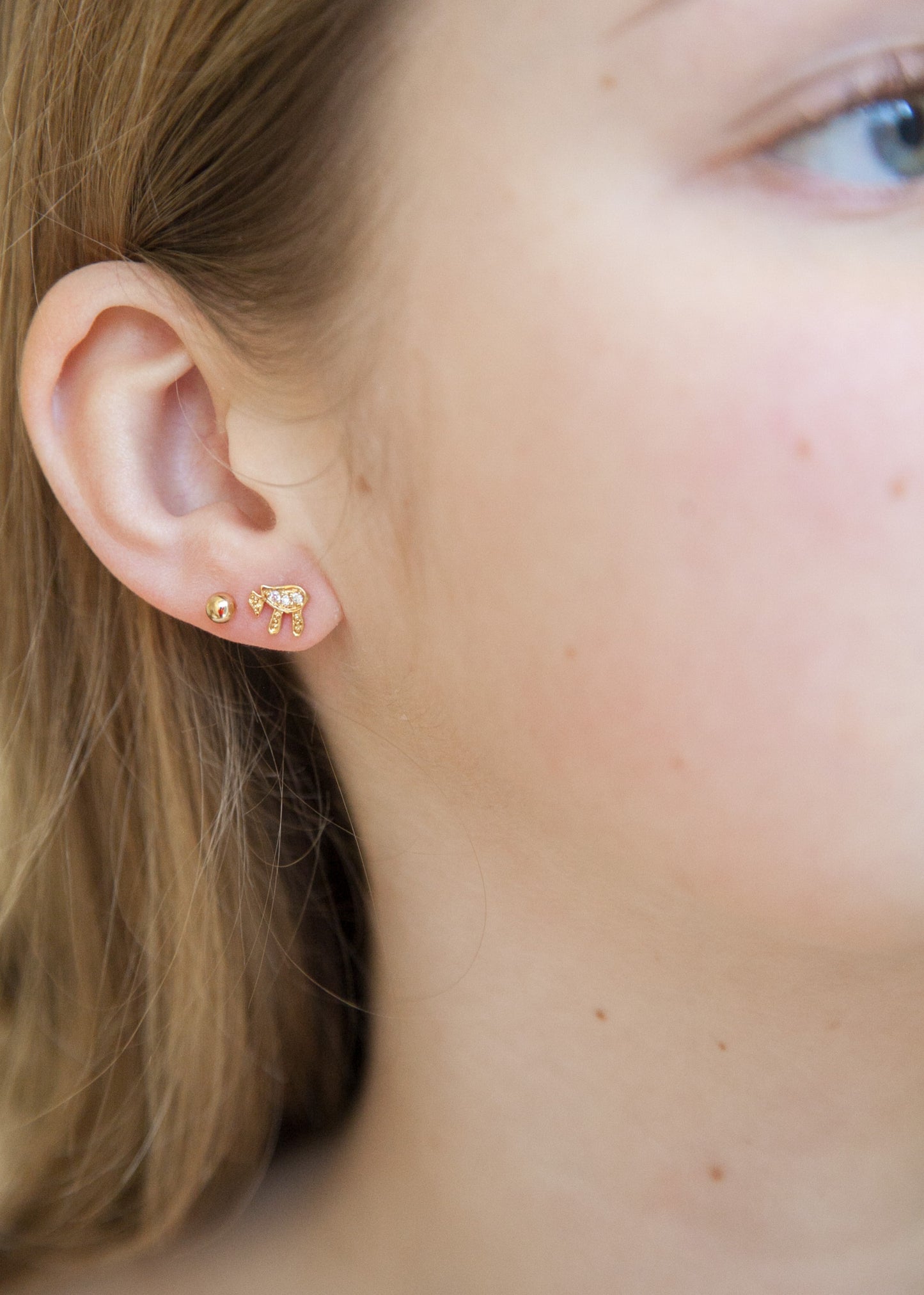 Boucles d’oreilles en plaqué or serties de zircons - Symbole Haï