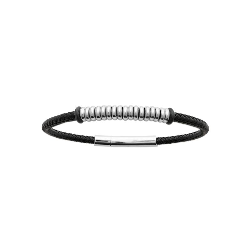 Bracelet homme cordon noir en argent