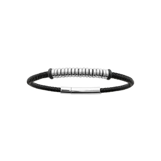 Bracelet homme cordon noir en argent