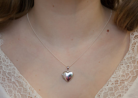 Collier pendentif porte-photo coeur en argent