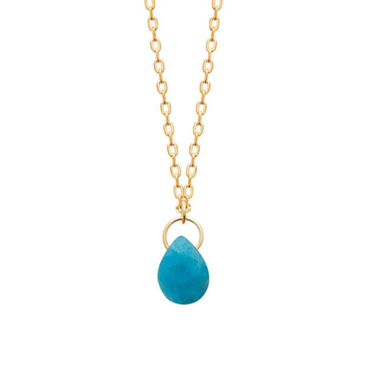 Collier Plaqué Or orné d'une pierre d'Apatite bleue