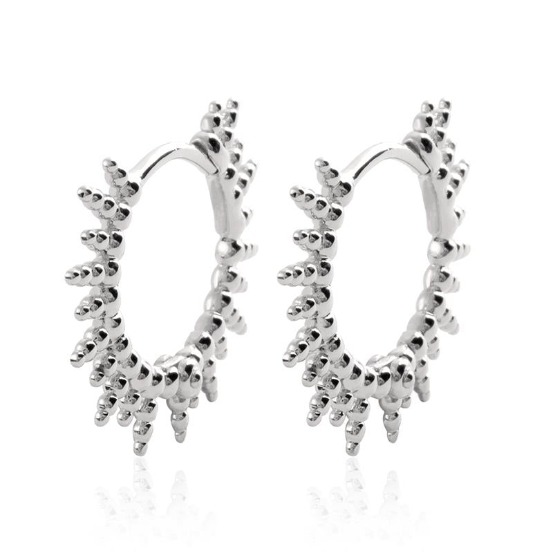 Boucles d'oreilles créoles rayons de soleil argent