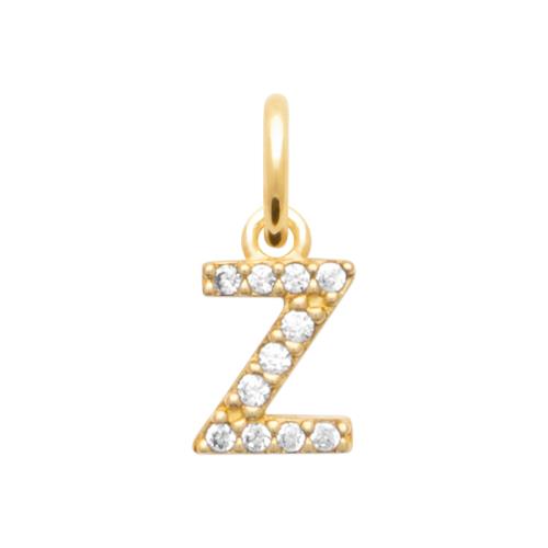 Pendentif lettre de l'alphabet plaqué or serti de strass Z