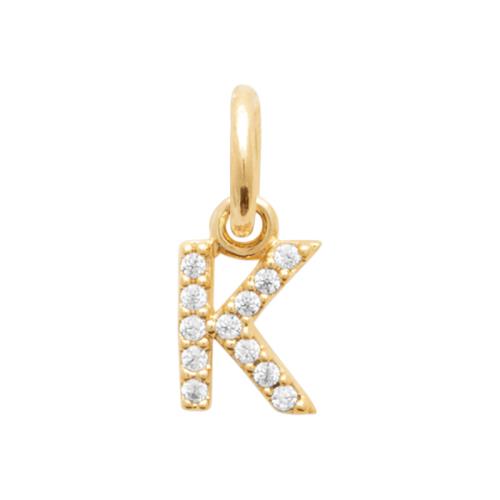 Pendentif lettre de l'alphabet plaqué or serti de strass K