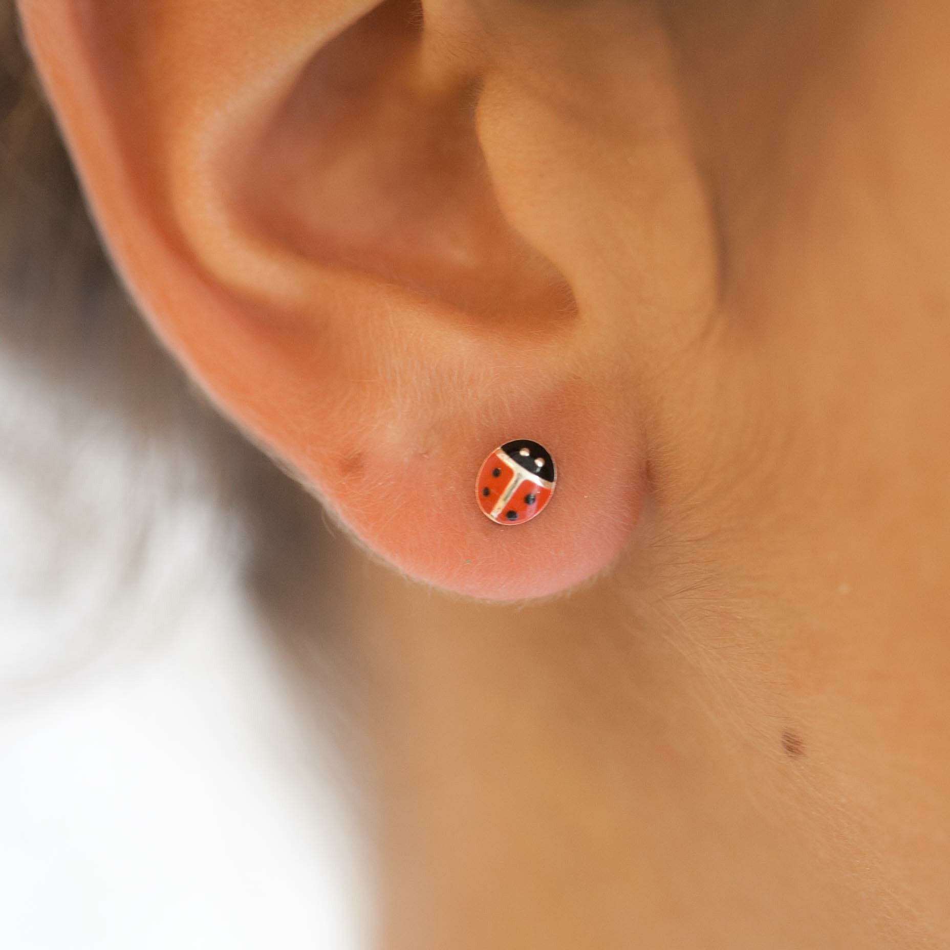 Boucles d oreilles coccinelles en argent Boucle oreille enfant