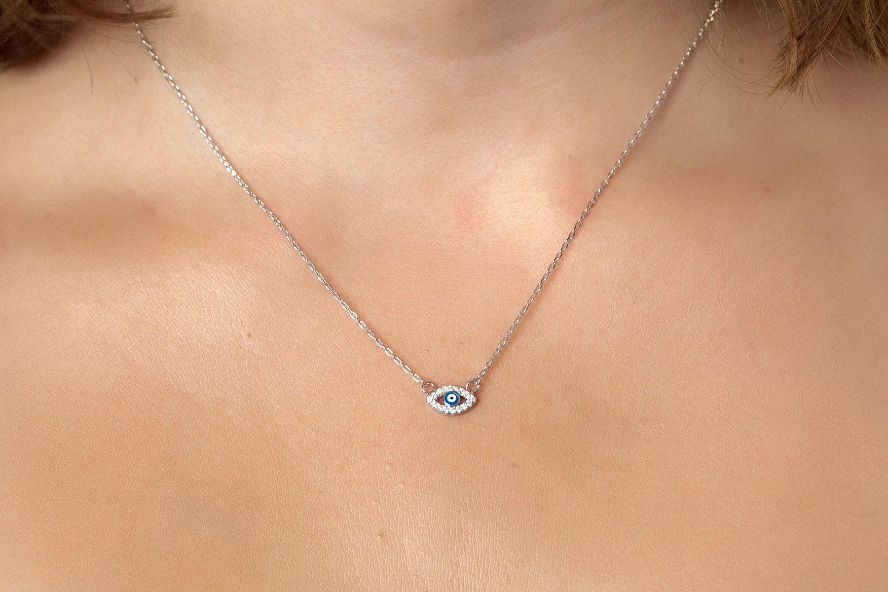 Collier avec Pendentif Oeil de Chat Bleu Bleu - Achat / Vente sautoir et  collier Collier avec Pendentif Oeil de Chat Bleu 