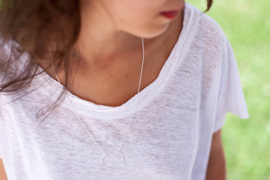 Collier 1 anneau en argent massif